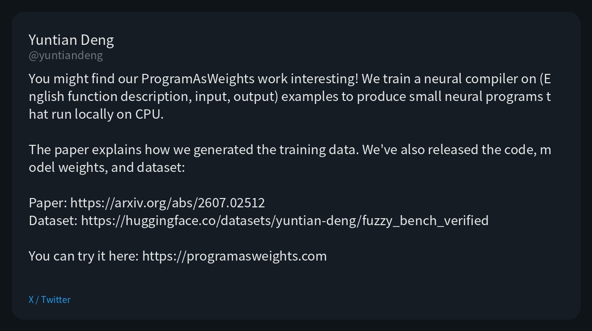 Program-as-Weights